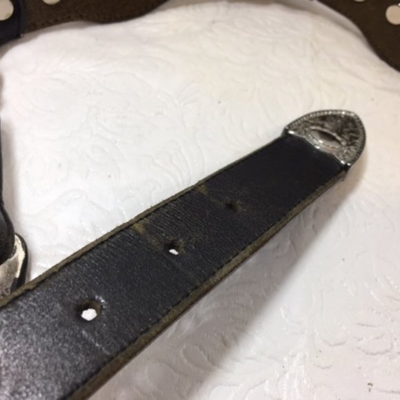 Vintage Nadim USA Silver Plated Medallions Western Black Rodeo Leather Belt main image 15